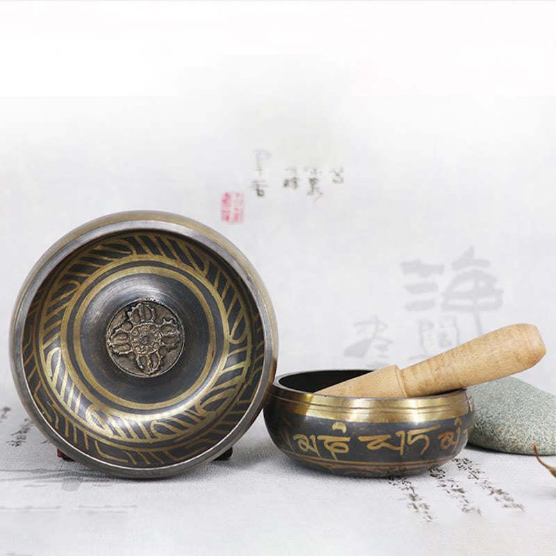 Tibetan Meditation Bowl for Healing and Mindfulness Om Mani Padme Hum Singing Bowl