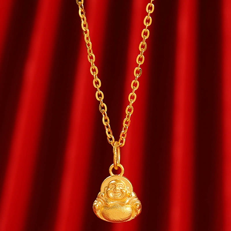 999 Gold Mini Laughing mystic zen Luck Wealth Necklace Pendant