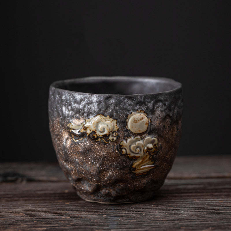 Lotus Pod Leaf Flower Auspicious Clouds Ceramic Teacup Kung Fu Tea Cup