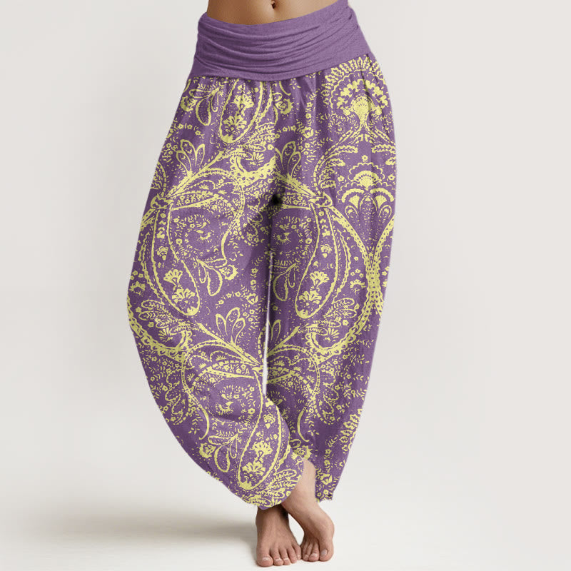 Flowers Paisley Patterns Women's Elastic Waist Harem Pants