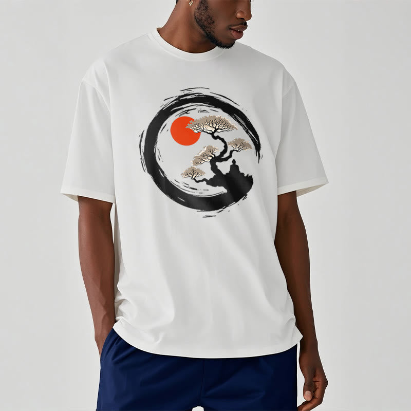 Red Sun Pine Zen Circle Meditation mystic zen Tee T-shirt
