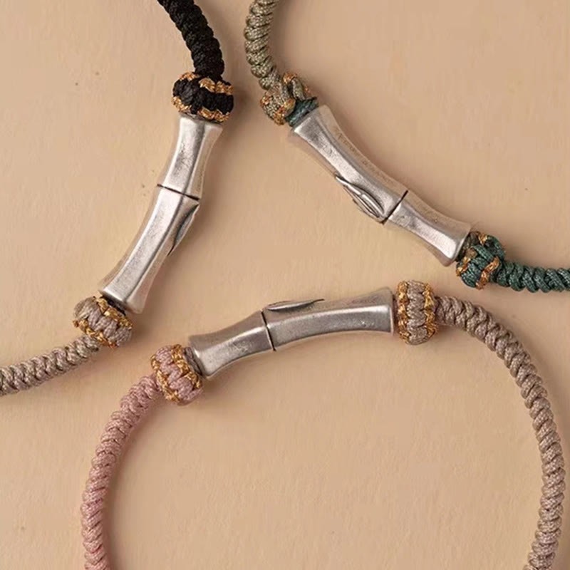 925 Sterling Silver Bamboo Protection Braided Bracelet