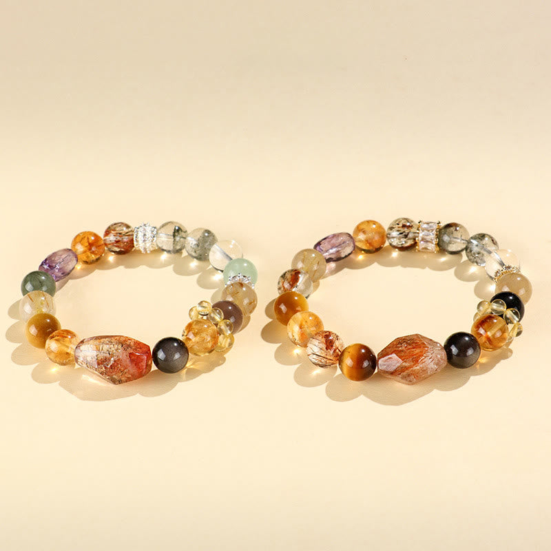 Super Seven Crystal Topaz Obsidian Tiger Eye Positivity Bracelet