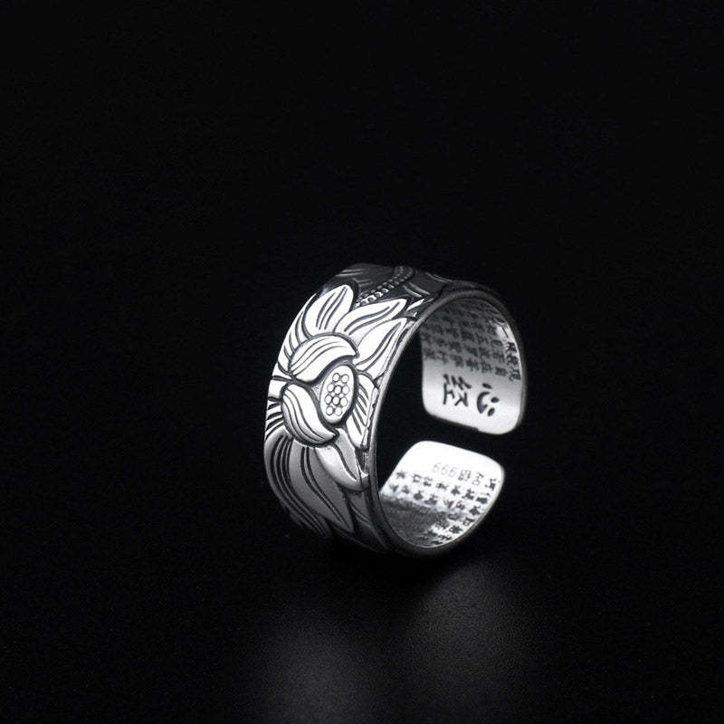 Tibetan Lotus White Copper Enlightenment Ring