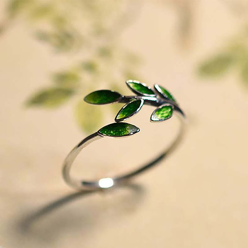 mystic zen Stone Leaves Copper Wealth Adjustable Ring