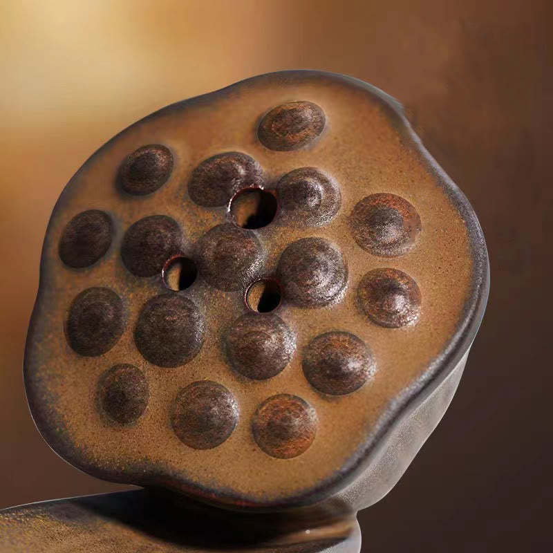 Lotus Pod Zen Healing Brown Ceramic Stick Incense Burner Decoration