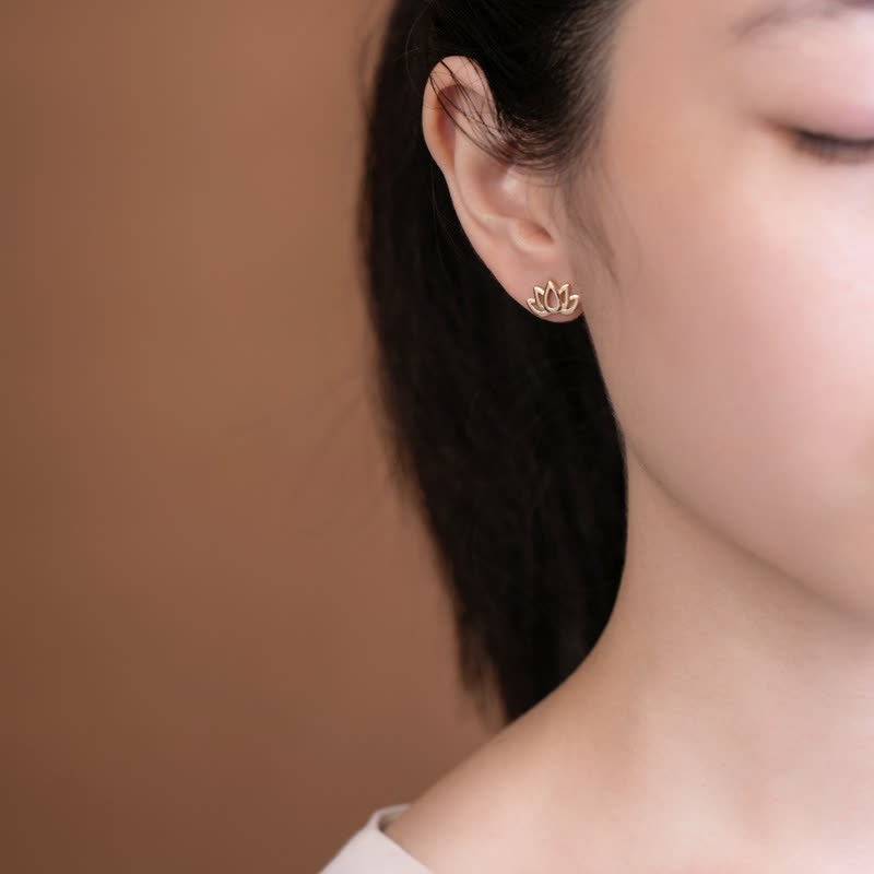 925 Sterling Silver Lotus Flower Blessing Earrings