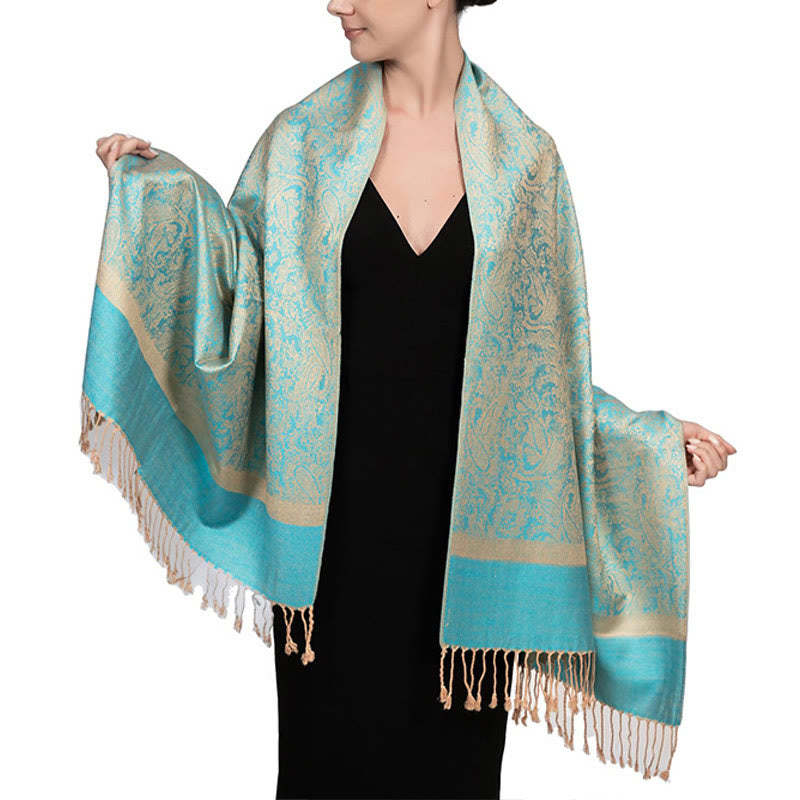 Tibetan Cashew Jacquard Tassels Shawl Spring Fall Winter Warm Cozy Scarf Wrap