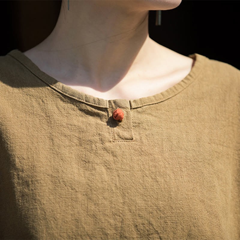 Causal Half Sleeve Ramie Linen Cotton T-shirt Tee