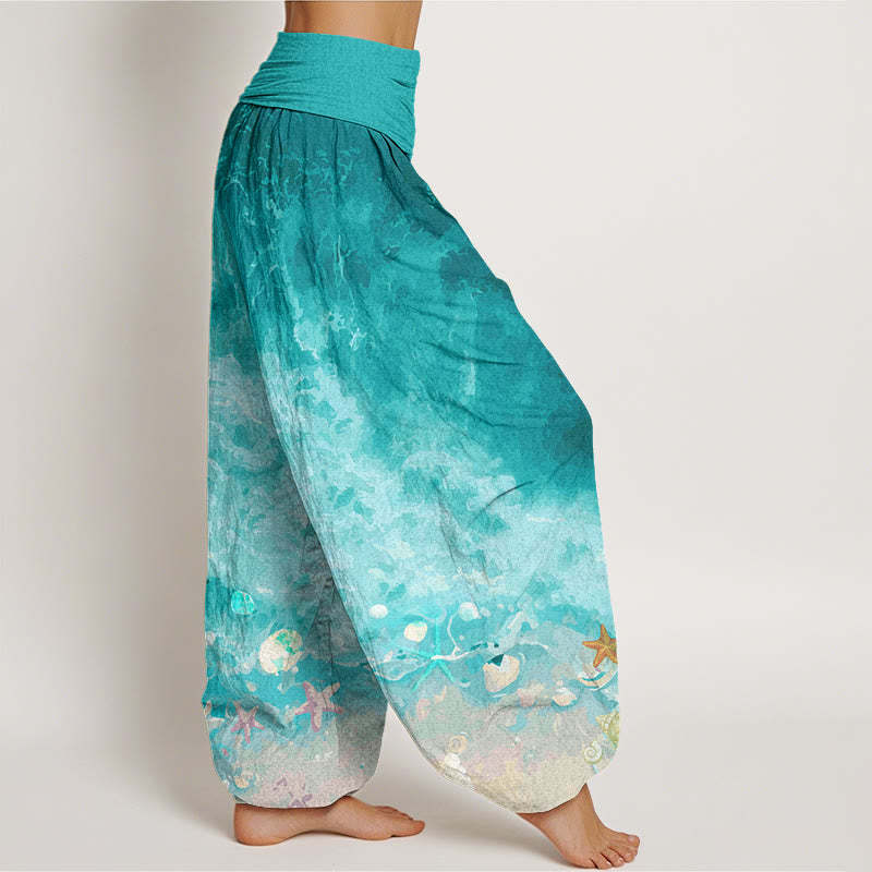 Vast Ocean Pattern Women's Elastic Waist Harem Pants