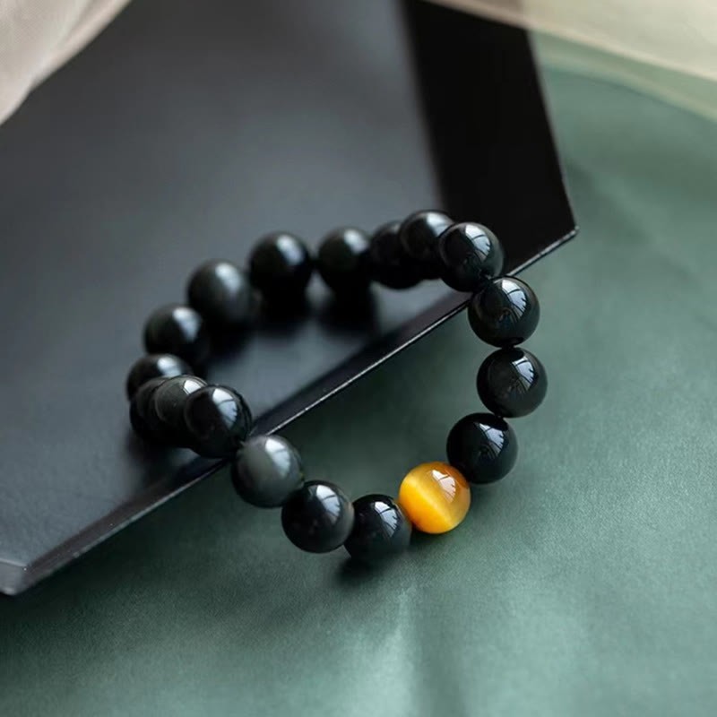 Natural Rainbow Obsidian Tiger Eye Positive Love Bracelet