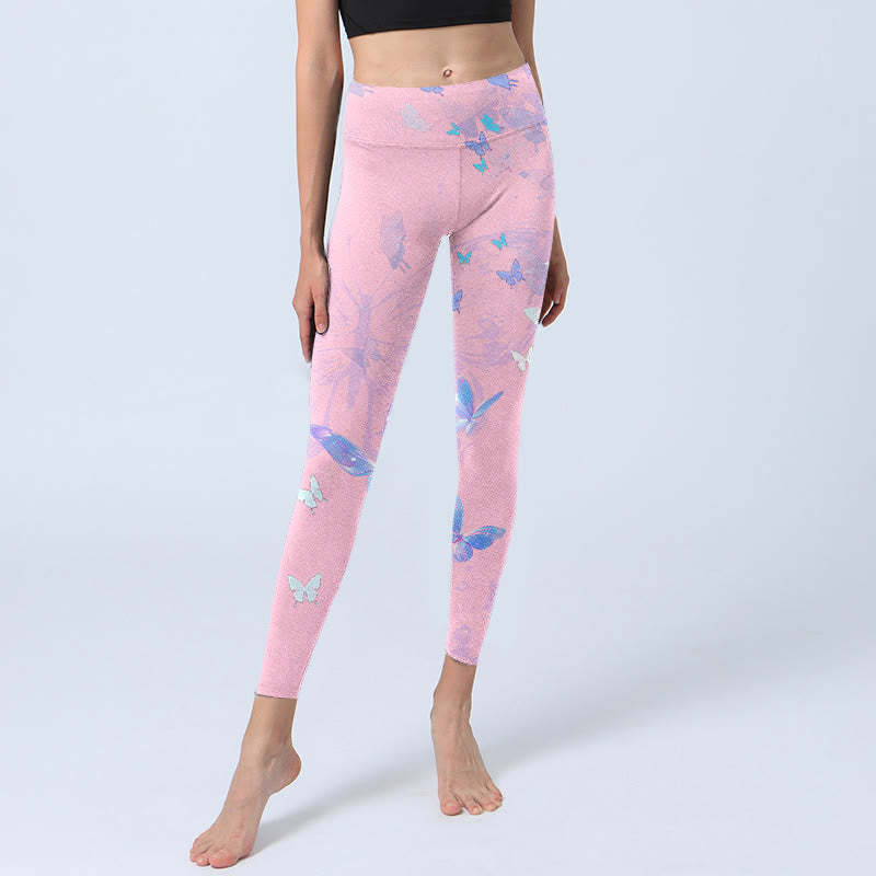 Butterfly Print Gym Leggings Women's Yoga Pants