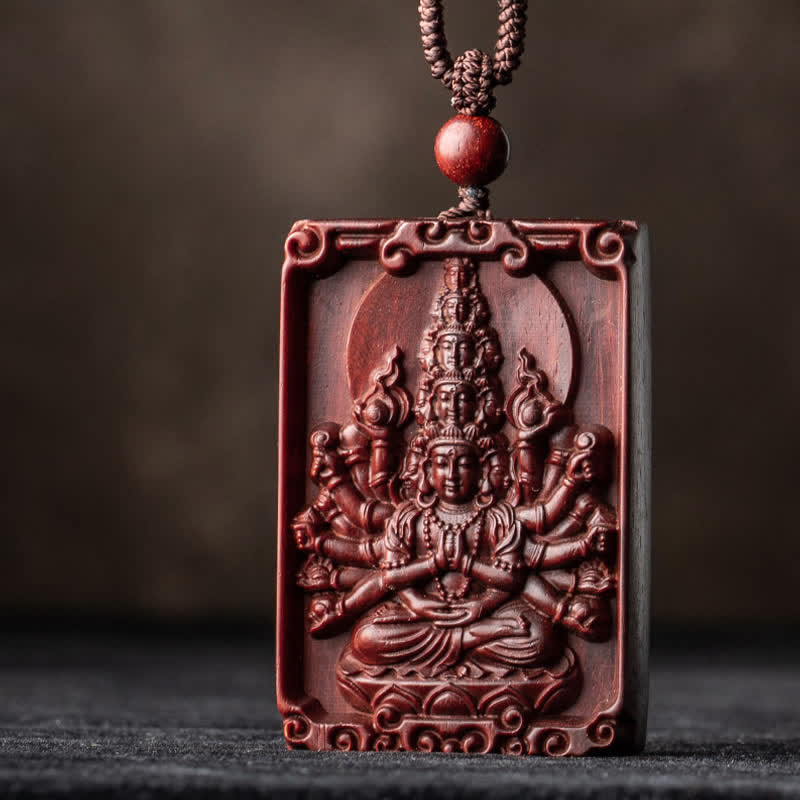 Chinese Zodiac Natal mystic zen Small Leaf Red Sandalwood Protection Necklace Pendant