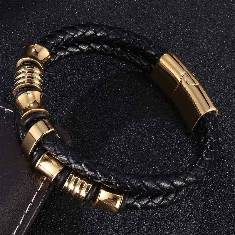 Layered Leather Weave Fortune Bracelet