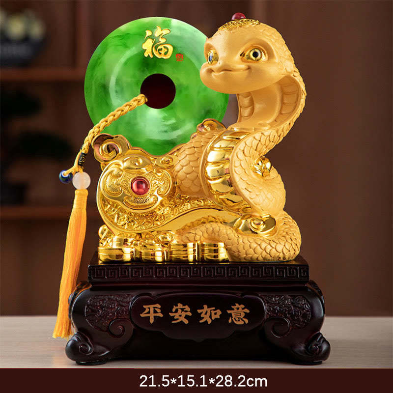 Year of the Snake Fu Character Peace Buckle Peace and Happiness Resin Home Statue Decoration