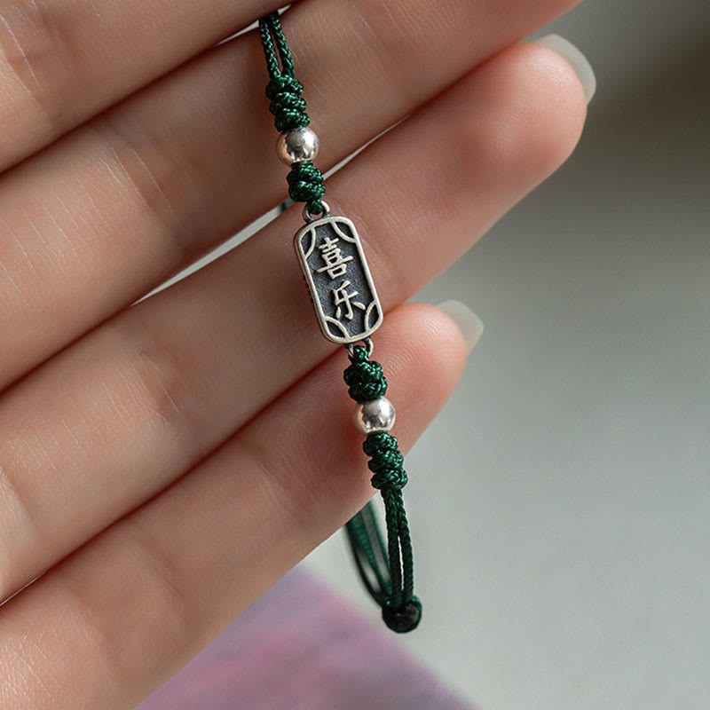 Handmade 925 Sterling Silver Peace And Joy Safe Well Protection Braided Bracelet