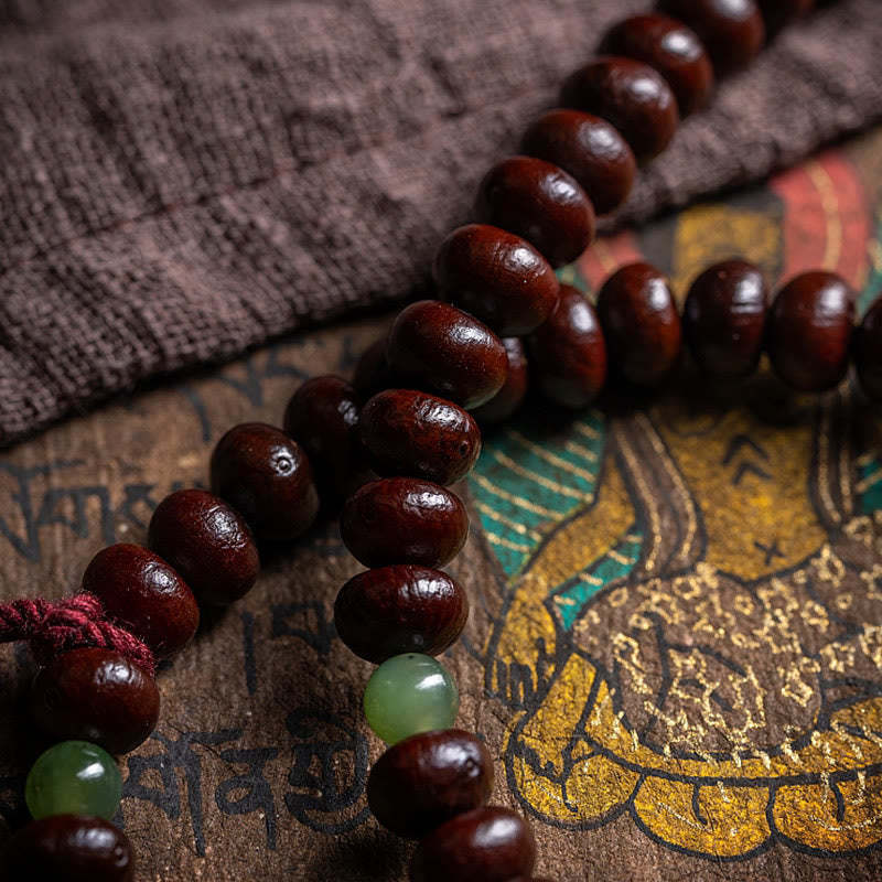 Natural Tibet 108 Mala Beads Purple Bodhi Seed Hetian Cyan Jade Copper Dorje Peace Bracelet