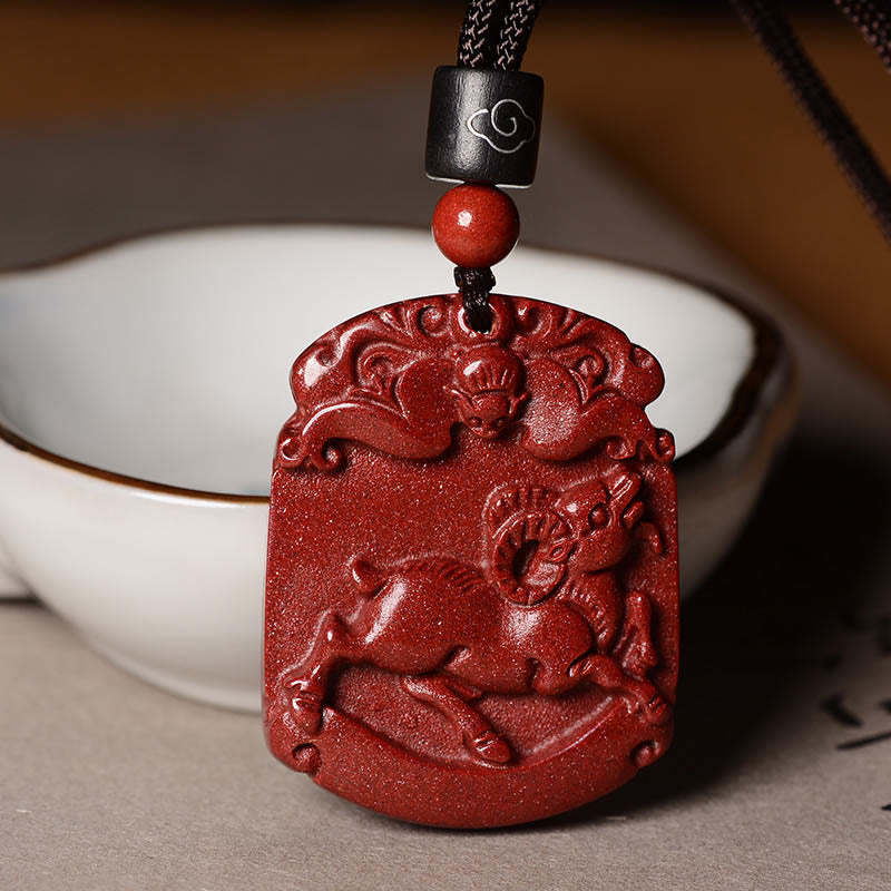 Chinese Zodiac Cinnabar Calm Concentration Necklace Pendant