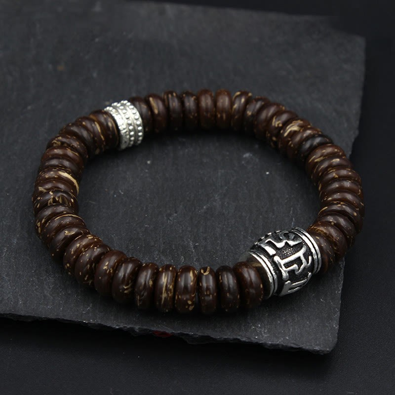 Natural Tibetan Coconut Shell Om Mani Padme Hum Positive Bracelet