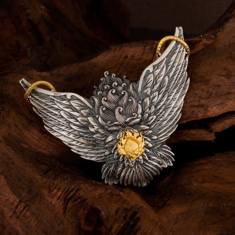 925 Sterling Silver Tibetan Garuda Bird Dragon Snake Wisdom Necklace Pendant