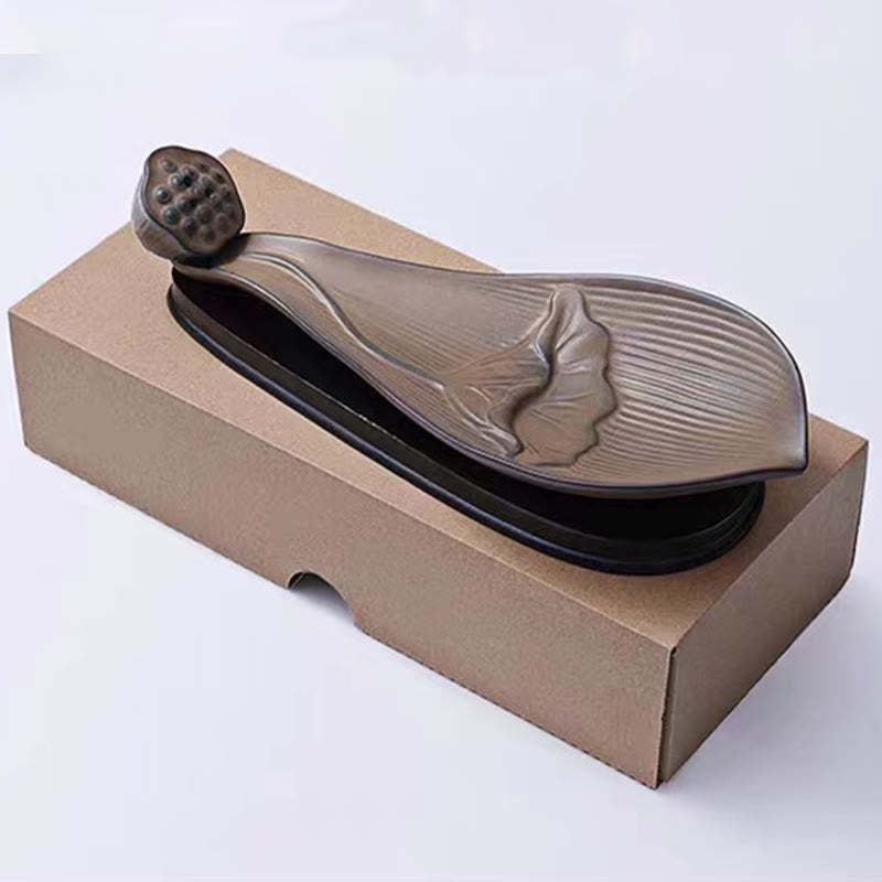Lotus Pod Zen Healing Brown Ceramic Stick Incense Burner Decoration