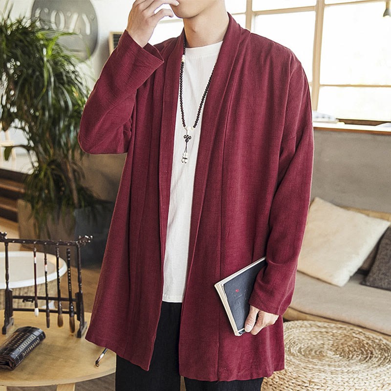 Fall Simple Casual Cotton Linen Men's Mid-length Coat Clothing
