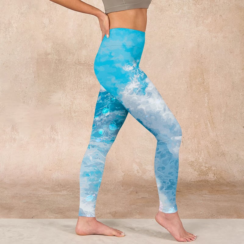 Ocean Waves Fish Gym Leggings Women's Yoga Pants