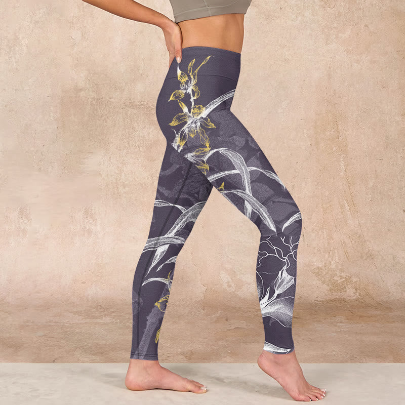 Orchid Flower Roses Gym Leggings Women's Yoga Pants