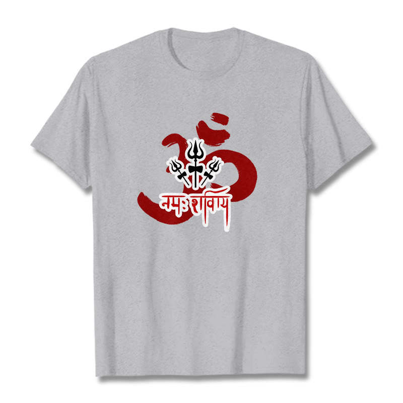 OM NAMAH SHIVAYA Three Small Tridents Cotton Tee T-shirt