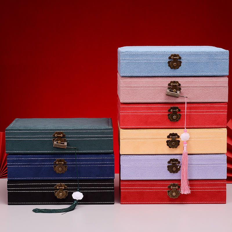 Simple Design Jewelry Box Organizer Single Layer Flannel Jewelry Storage Box With Lock