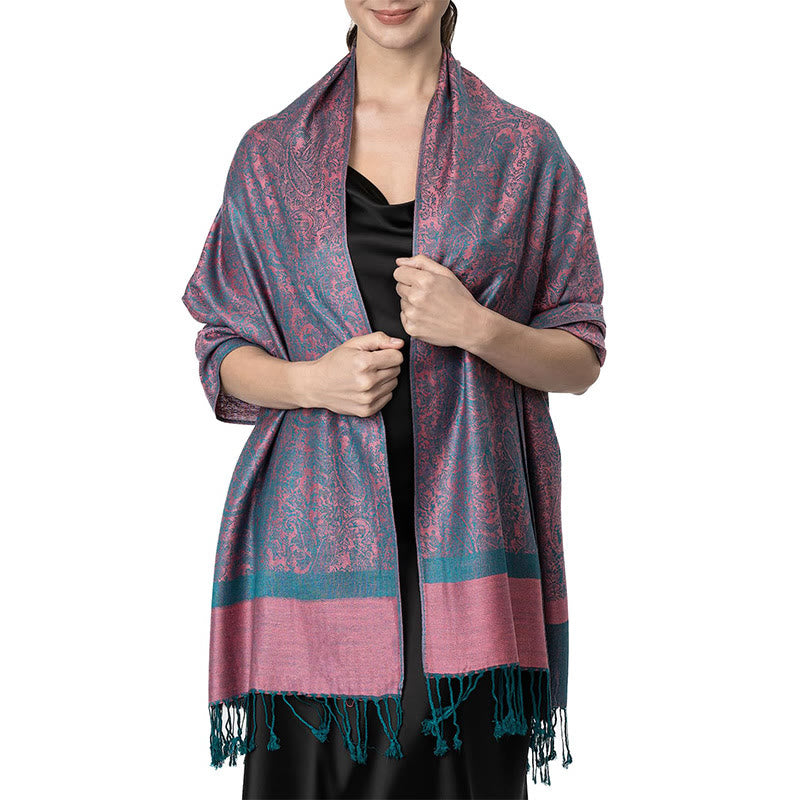 Tibetan Cashew Jacquard Tassels Shawl Spring Fall Winter Warm Cozy Scarf Wrap