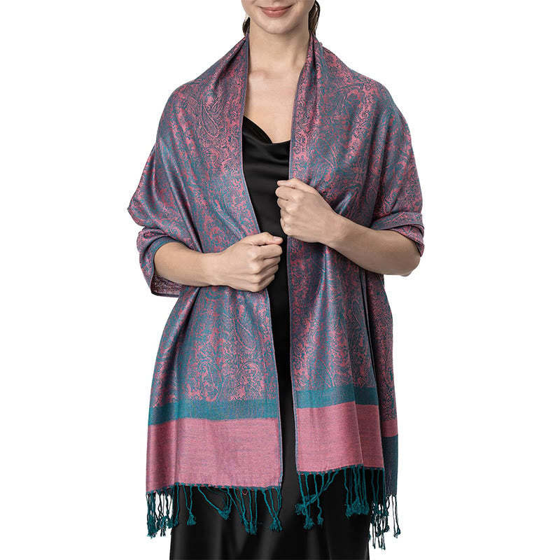 Tibetan Cashew Jacquard Tassels Shawl Spring Fall Winter Warm Cozy Scarf Wrap