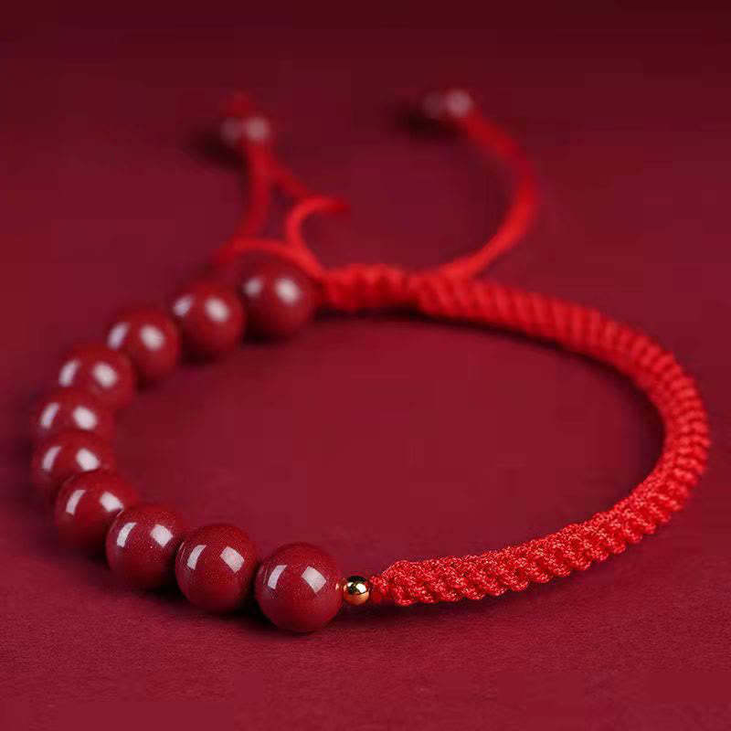 Natural Cinnabar King Kong Knot Blessing String Bracelet