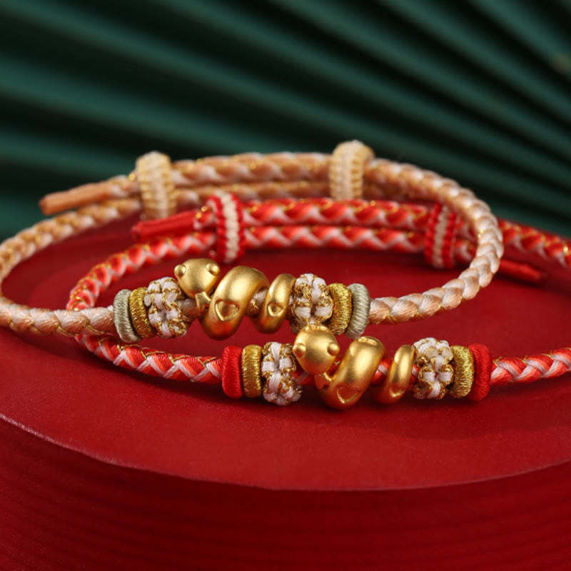 999 Sterling Silver Gradient Red String Year Of The Snake Luck Braided Bracelet