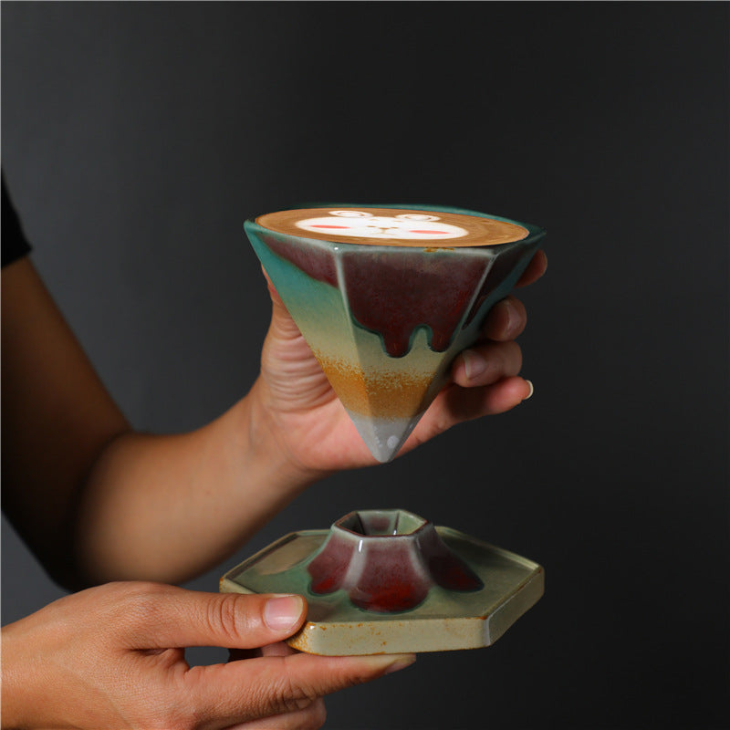 Hexagon Design Ceramic Tea Coffee Mug Coffee Cup With Base 170ml