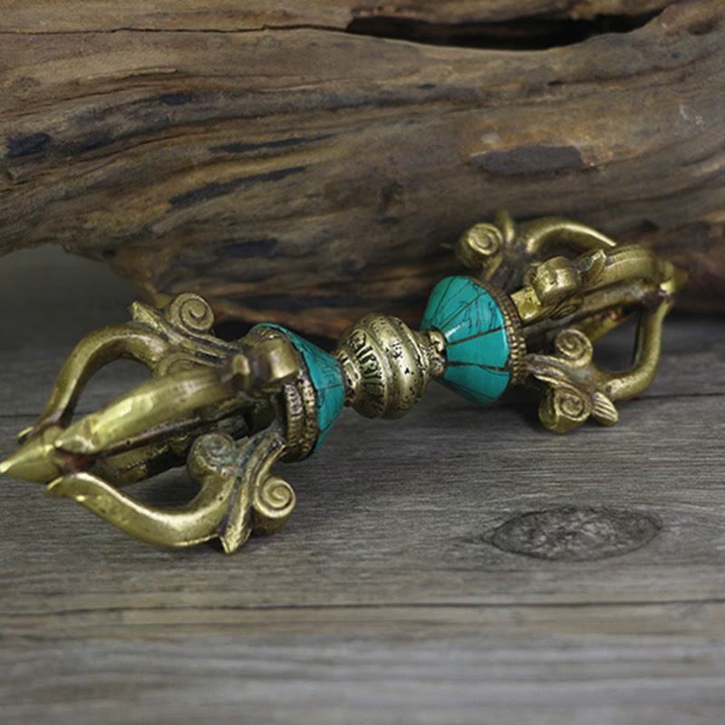 Tibetan Five Prong Vajra Dorje Handcrafted Nepal Spiritual Power Copper Decoration