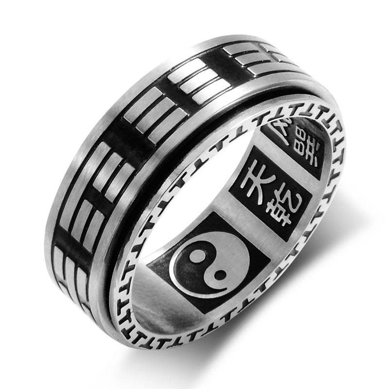 Bagua Yin Yang Titanium Steel Balance Rotatable Ring