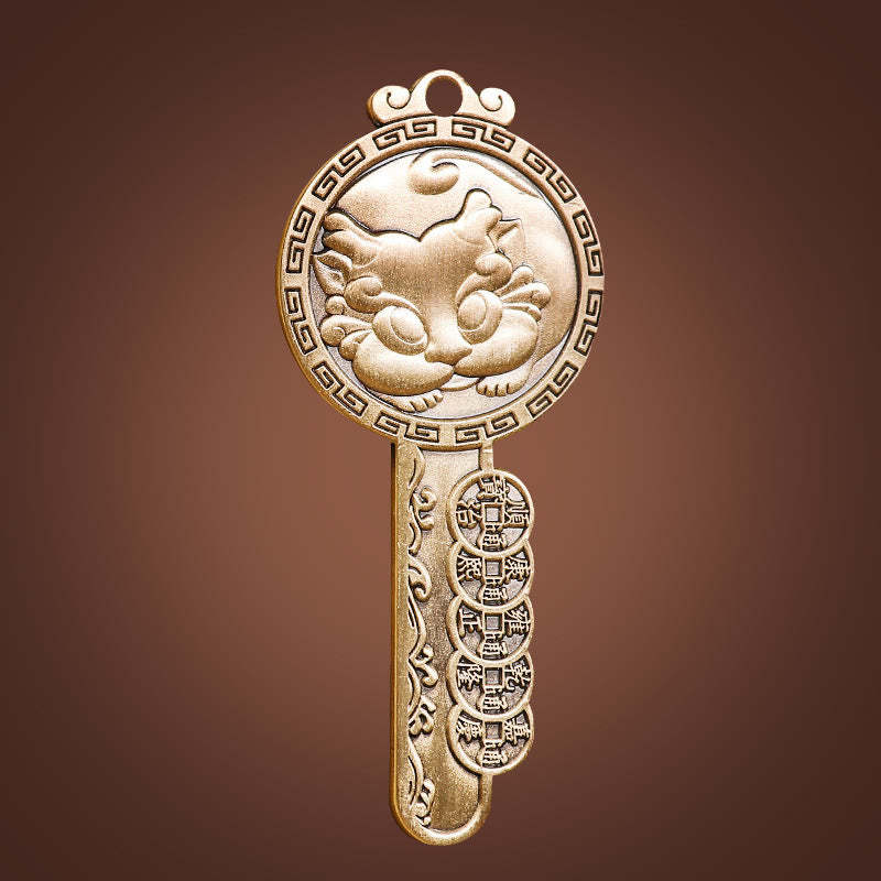 PiXiu Wealth Copper Coin Yin Yang Bagua Handmade Key Chain