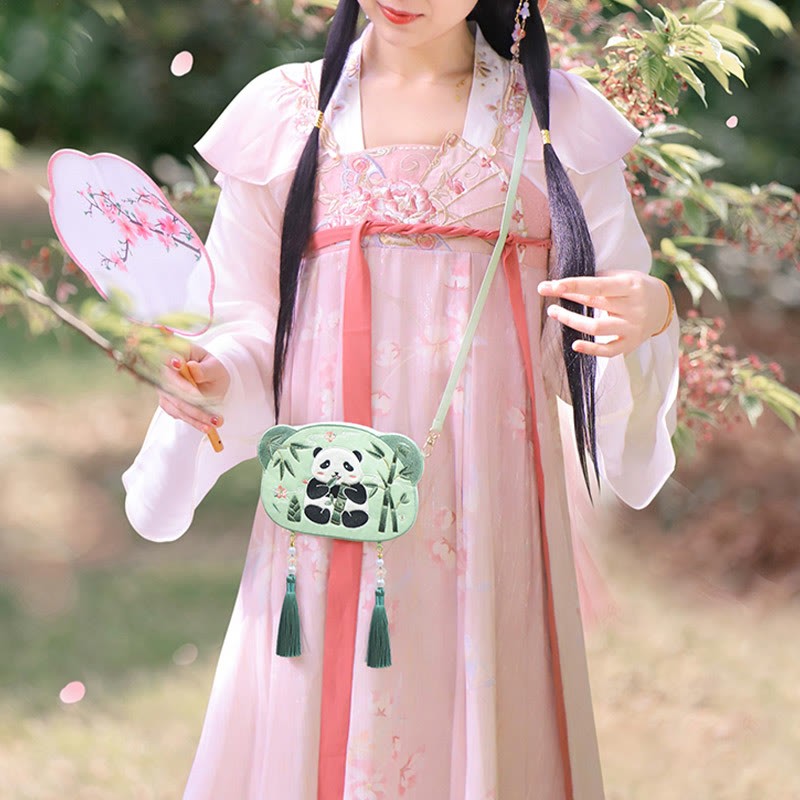 Embroidery Lucky Panda Cat Shiba Inu Deer Rabbit Fox Flower Cute Animal Hanfu Bag Crossbody Bag Shoulder Bag
