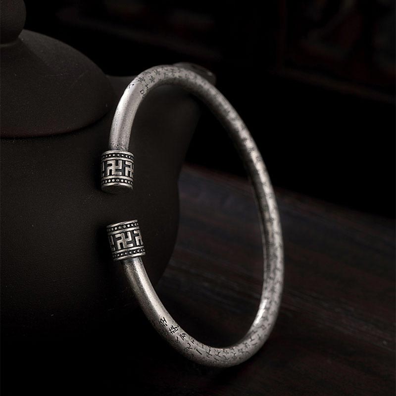Tibetan Heart Sutra White Copper Luck Bracelet