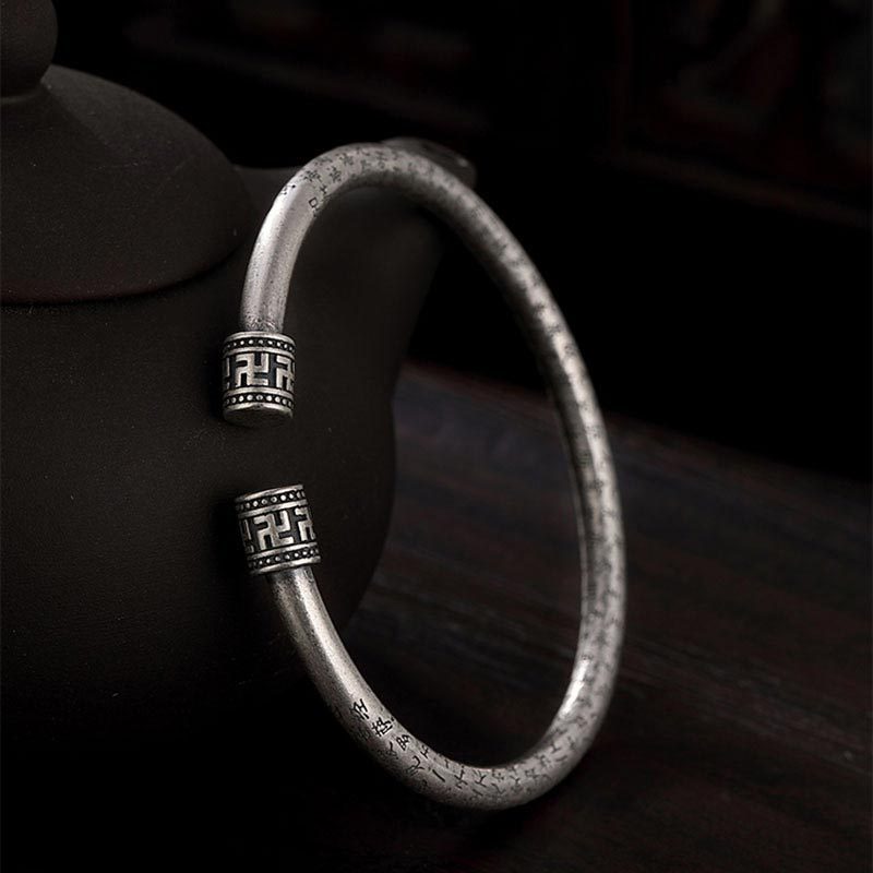 Tibetan Heart Sutra White Copper Luck Bracelet