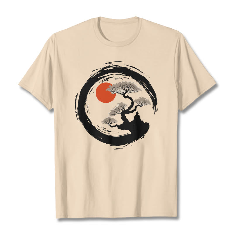 Red Sun Pine Zen Circle Meditation mystic zen Tee T-shirt