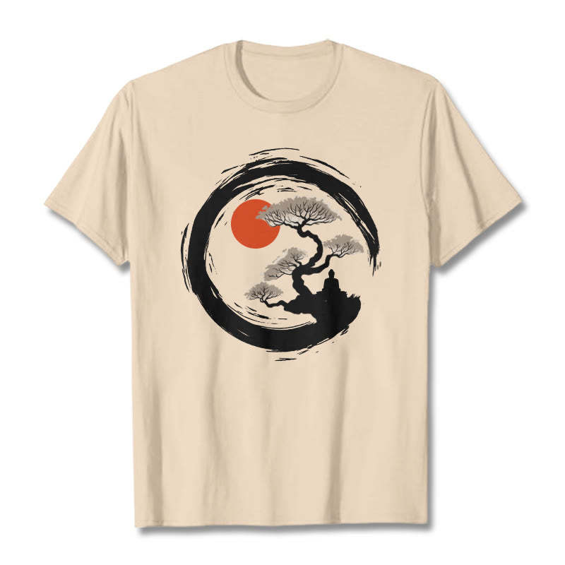 Red Sun Pine Zen Circle Meditation mystic zen Tee T-shirt