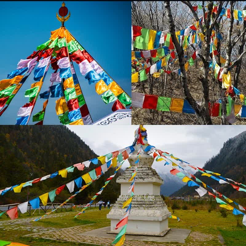Tibetan 5 Colors Windhorse mystic zen Tara Scriptures Healing Auspicious Outdoor Prayer Flag