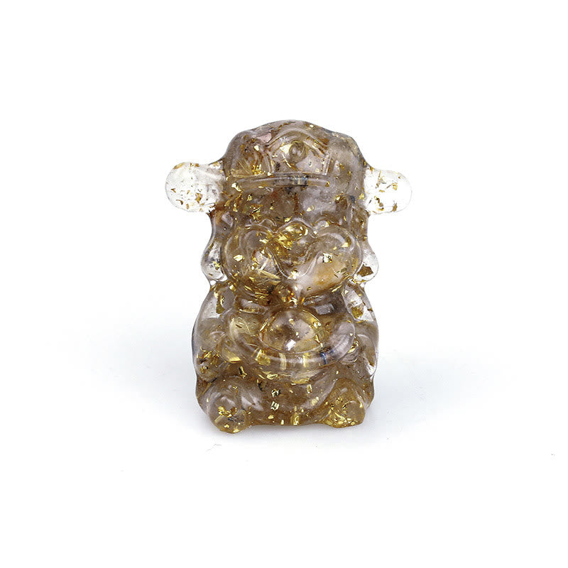 God of Wealth Amethyst Crystal Resin Energy Fortune Home Decoration