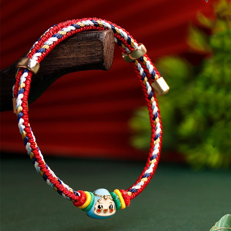 Colorful Rope Zongzi Pattern Fu Character Luck Handmade Bracelet