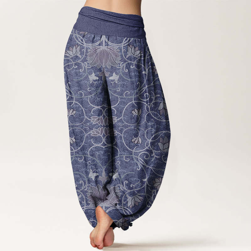 Lotus Pattern Women's Elastic Waist Harem Pants