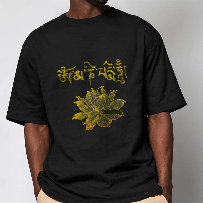Golden Lotus Sanskrit Tee T-shirt
