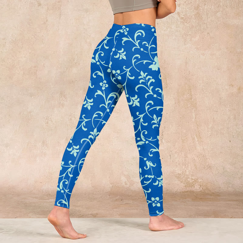 Vine Plants Flowers Print Gym Leggings Women's Yoga Pants