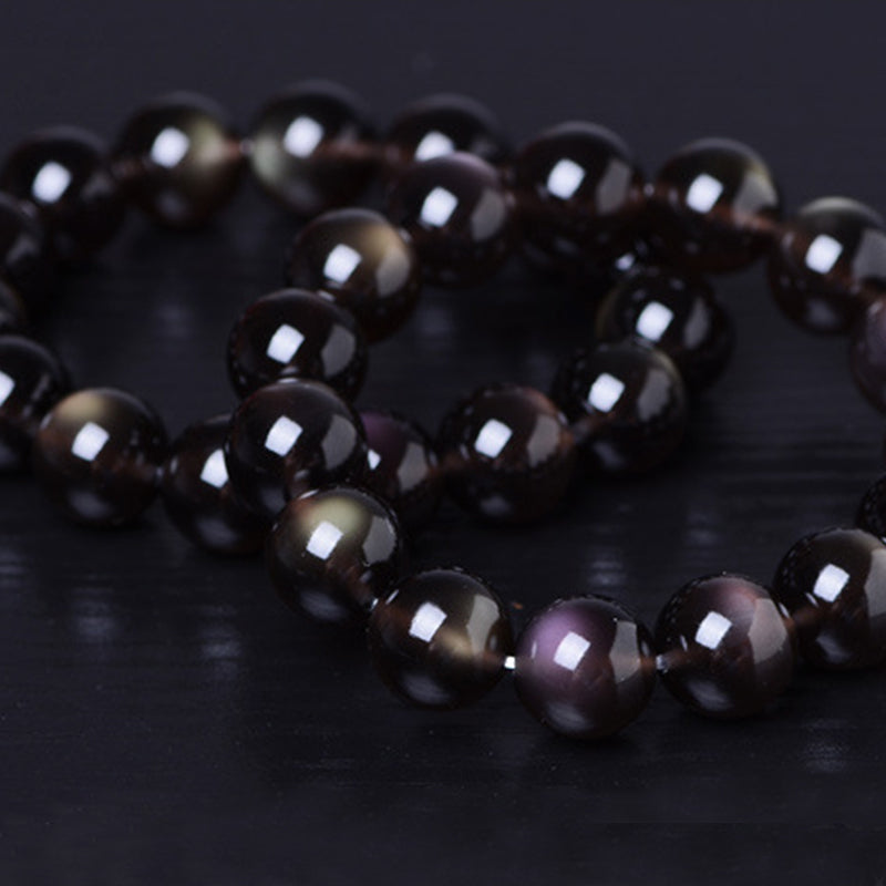 Natural Rainbow Obsidian Positive Bracelet